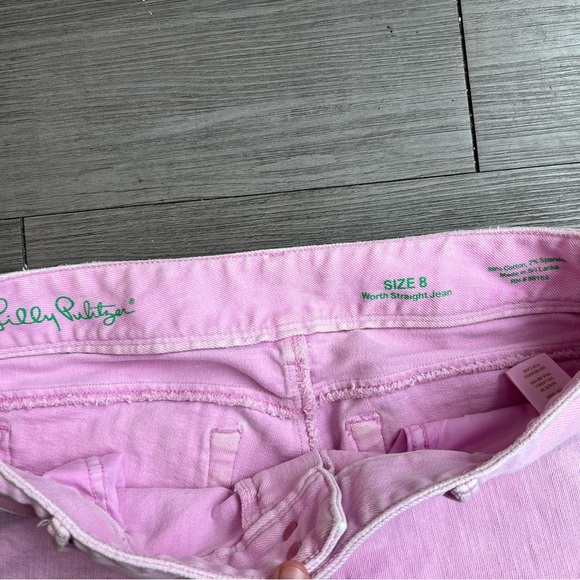 Lily Pulitzer Worth Straight Jeans in Light Pink Mid Rise Size 8 - Picture 6 of 8